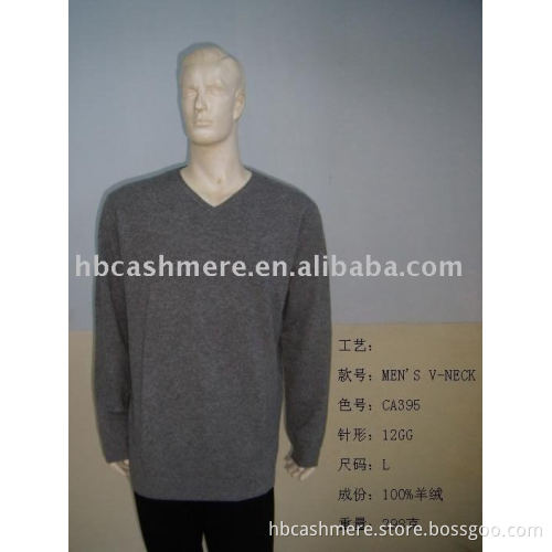 men's pure cashmere pullover V-neck